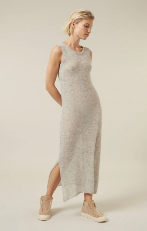 Long thin knit dress 4001 Light Grey