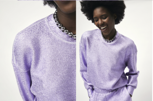 Zappa foil coated sweater 346 Soft violet