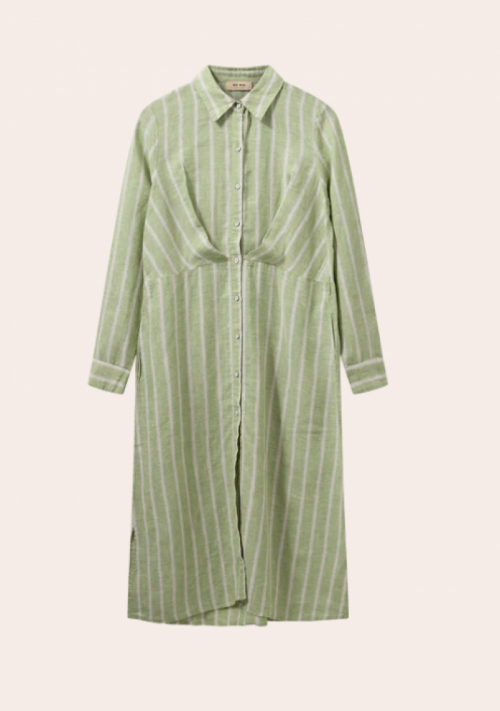 Korina striped linen dress 763 smoke green
