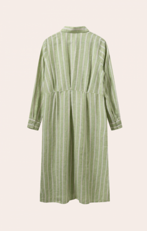 Korina striped linen dress 763 smoke green