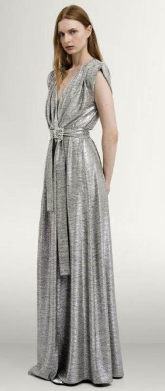 Metallic effect maxi dress Silver