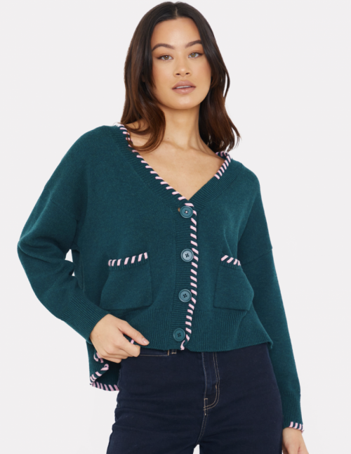 Parker Plait Cardigan Dark Forest